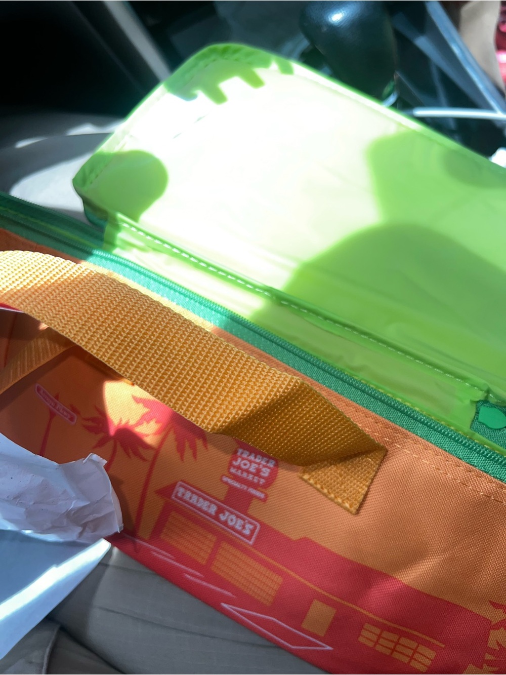 Trader Joe's Neon Green and Orange Insulated Tote